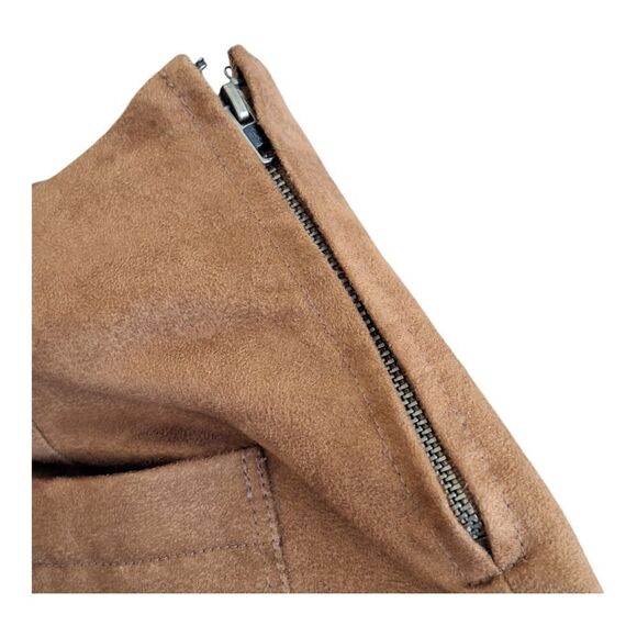 Old Navy Faux Suede A-Line Mini Skirt Pockets Lined Size 4 Autumn Warm Brown EUC - Picture 5 of 14